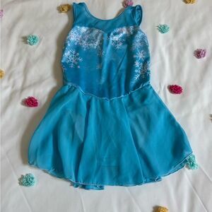 Blue Snowflake Dance Leotard with Skirt
